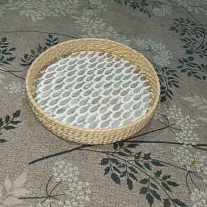 Juego de bandejas de ratán tejidas a mano de alta calidad con incrustaciones de nácar, opción asequible para presentación moderna en el hogar - Product Image 2