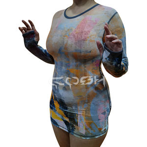 Robe moulante sexy à manches longues pour femme – Robe de club ajustée à imprimé abstrait - Product Image 3