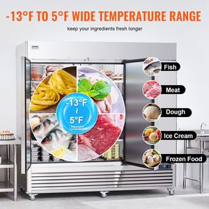 Commercial Kitchen <b>Refrigeration</b> <b>Equipment</b> 60.42 Cu.ft Stainless Steel Upright Freezer 3 Doors 82.5\" W 12\" Reach-in Freezer - Product Image 5