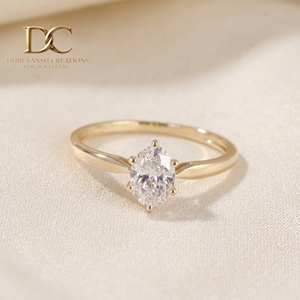 Anillo de Oro Sólido de 14 Quilates con Diamante Cultivado en Laboratorio Certificado por IGI, Corte Oval Brillante, Joyería Fina de Oro para Mujer, Moderna para Bodas - Product Image 3