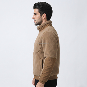 Men's Winter <b>Fleece</b> Jacket Stand Collar Zipper Closure Thick Warm Casual Solid Color Windproof Regular Fit <b>Sherpa</b> Lining - Product Image 3
