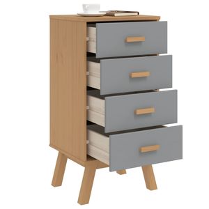 Table de chevet en bois de pin massif et bois d'ingénierie, grise et marron - Product Image 5