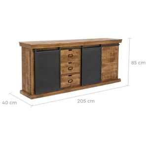 MANGO WOOD INDUSTRIAL <b>TV</b> UNIT DOOR MEDIA CONSOLE for HOTEL and DINING ROOM - Product Image 4