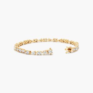 Lab-Grown Diamond Fancy Array Tennis <b>Bracelet</b> in Yellow Gold Women's Luxury Filled Diamonds - Product Image 5