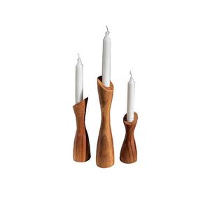 Support à bougie en bois artisanal pour la décoration de la maison, style rustique moderne, centre de table pour mariage - Product Image 5