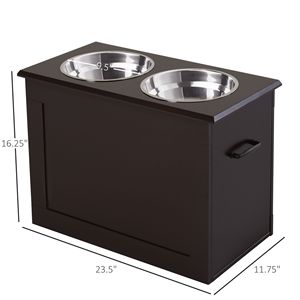 Stazione di Alimentazione Automatica per Cani XL Marrone Scuro con 2 Ciotole in Acciaio Inox Forma Rettangolare per Animali Domestici di Taglia Grande da Viaggio - Product Image 3