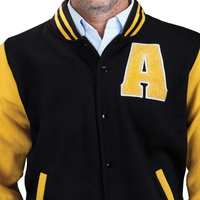 Veste universitaire pour homme de haute qualité, couleur bleue et manches blanches, en laine, confortable, pour l'hiver, style baseball.