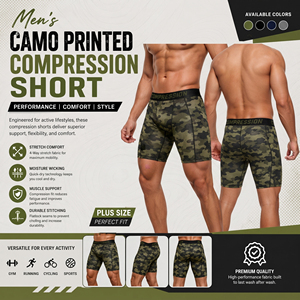 Pantalones Cortos de Compresión Camuflados para Hombre, Tallas Grandes, Ropa Deportiva para Gimnasio, Pantalones Cortos Ajustados con Estampado Personalizado, Pantalones Cortos Deportivos para Hombre - Product Image 3