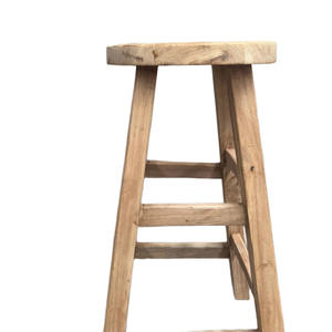 Taburete de Bar de Madera de Olmo Reciclada, Estilo Rústico Clásico Retro Vintage para Cocina Exterior - Product Image 5