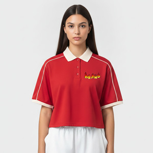 Polo femme personnalisé 2 couleurs, vêtements d'été, 100% coton, respirant, séchage rapide, confortable, logo imprimé sur mesure. - Product Image 4