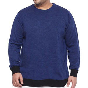 Pull en maille à col rond bleu roi pour homme, coupe classique, couleur unie, vêtement décontracté d'hiver, 100% coton, service OEM - Product Image 1