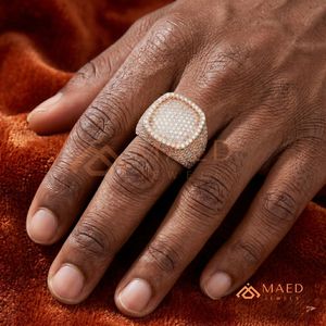 Rose Gold Cushion Iced Out Moissanite Mens <b>Ring</b> Luxury Hip Hop Fashion Jewelry <b>Statement</b> <b>Ring</b> USA Style Gift - Product Image 5