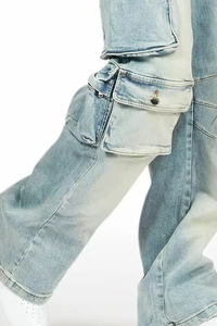 Pantalones Vaqueros Anchos Personalizados para Hombre, Estilo Casual Transpirable, con Logotipo Bordado, Pantalones de Mezclilla Lavados para Hombre - Product Image 2