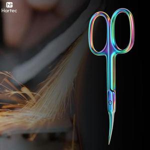 Ciseaux à cuticules et à ongles en acier inoxydable avec finition arc-en-ciel colorée et poignées en acier pour salon et soin des ongles à domicile - Product Image 4