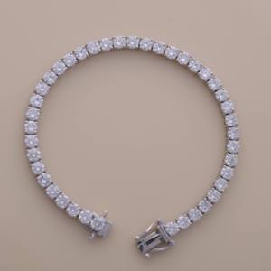 igi certified lab grown round diamond tennis <b>bracelet</b> in <b>solid</b> 925 sterling <b>silver</b> iced out fine jewelry chain unisex gift - Product Image 1