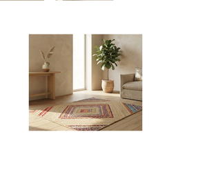 Tapis rectangulaire bohème en jute naturelle, réversible, tressé à la main, cousu, écologique, durable, résistant aux taches, style Chindi - Product Image 3