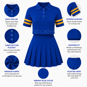 Cosh International Sisterhood Sorority Sport Short Sleeve Polo Shirts Tennis <b>Skirt</b> <b>Crop</b> <b>Tops</b> Set Sports <b>Skirt</b> for Fitness Gym - Product Image 5