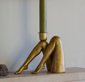 Metal Female <b>Legs</b> Candle Holder Modern Lightweight Aluminum Diwali Home Decor Tabletop Indoor Living Room Sculpture Round Shape - Product Image 1