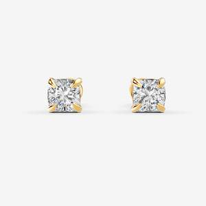 Boucles d'oreilles solitaires classiques naturelles en or jaune 18 carats, clous de luxe en diamant pour femme, bijoux fins, fourniture en gros - Product Image 6