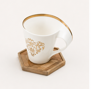 Handcrafted Hexagonal Mango Wood Coaster <b>Set</b> Of 4 Sustainable 3-Tone Chevron Pattern <b>Tea</b> & Coffee <b>Cup</b> Mats For Modern Home Mats - Product Image 6