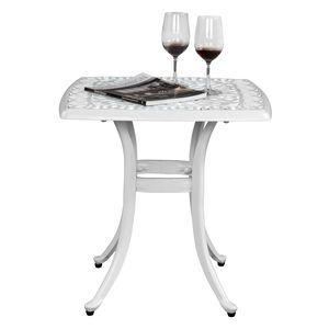 Tavolo Quadrato e Tavolino Laterale in Alluminio Pressofuso per Esterni, Elegante Set da Bar o Cocktail per Patio, Giardino o Bordo Piscina - Product Image 4