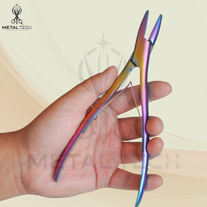 Pince de retrait d'extensions capillaires en titane à plasma arc-en-ciel, à mâchoires dentelées, pour ouverture de micro-anneaux, outil de pose professionnel pour salon, fabricant - Product Image 5