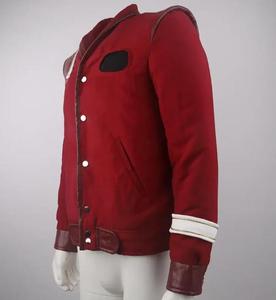 Men's <b>Red</b> Bomber <b>Jacket</b> Denim Windproof <b>Hooded</b> Zipper Closure Slim Casual Autumn Wear Regular Fit Solid Color - Product Image 5
