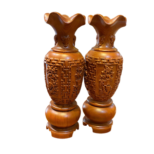Par de Jarrones de Madera de Palisandro Tallados a Mano de 38 cm, Jarrones Florales Eclécticos para Regalo de Felicitación, Tam Viet Da Nang - Product Image 5