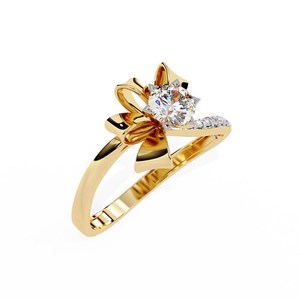 Unique Design Round Cut Moissanite Bow Shank <b>Ring</b> For Women's 925 Silver With Rhodium Fine Surprise Gift For Lovers Charm - Product Image 3