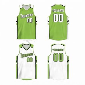 Camiseta de Baloncesto Sublimada Personalizada Verde Claro para Hombre, Venta al por Mayor, Camiseta Deportiva de Malla de Alta Calidad, Transpirable, de Secado Rápido, con Cuello en V - Product Image 1
