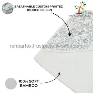 Toalla de Baño con Capucha Unisex 100% Algodón para Niños, Toalla de Bebé Suave y Extra Absorbente con Capucha Estampada, Multicolor, Hipoalergénica - Product Image 4