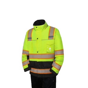 Chaleco de Seguridad Impermeable Personalizable de Alta Visibilidad ANSI Clase 2, Amarillo Fluorescente, de Algodón con Malla Reflectante para Obras de Construcción - Product Image 2