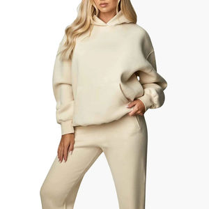 Winter Warm Heavy 100% Cotton Fleece Solid Tracksuit Women High Quality Regular Hoodie Pants Long Short <b>Tops</b> Breathable - Product Image 5