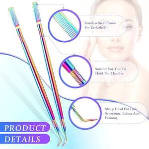 Outils à pointe multicolores pour rehaussement de cils, peigne à cils en acier pour lifting de cils, outils de beauté pour cils, marque privée - Product Image 2