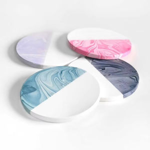 ที่รองแก้วลายหินอ่อนทำจากไม้และเรซินจานรองแก้วไม้สำหรับตกแต่งบ้านหรูหราปกป้องโต๊ะอย่างมีสไตล์มาใหม่ - Product Image 1