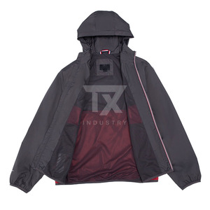 <b>Plain</b> Design Black and White Fashionable Custom Zipper up Windbreaker Jacket for Men Pakistan Manufacturer Windbreaker Jacket - Product Image 3