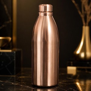 Pure Copper Water <b>Bottle</b> Brushed Finish Leak Proof Ayurvedic Drinking <b>Bottle</b> Reusable Copper <b>Flask</b> Home Office Corporate Gift - Product Image 1
