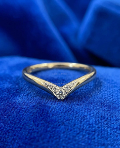 14K Gold V Diamond <b>Stacking</b> Band Chevron Wedding <b>Ring</b> Minimalist Lab Diamond V Shape Bridal Stackable Engagement Luxury Jewelry - Product Image 5