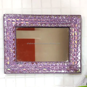 Espejo de Pared Rectangular con Marco de Piedras Florales y Perlas Blancas, Hermoso Espejo Hecho a Mano para Dormitorio o Tocador - Product Image 6