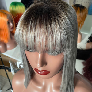 Perruque cheveux humains droite os gris couleur racine foncée prix de gros perruque Lace Front - Product Image 2