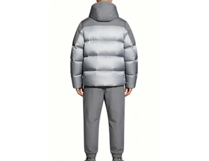 Veste d'hiver pour homme, personnalisée, courte, à capuche, en duvet, avec tissu imperméable et coupe-vent mélangé - Product Image 4