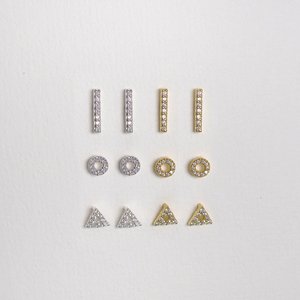 14k <b>Solid</b> Gold Triangle Diamond Stud <b>Earring</b> Factory Direct Wholesale Minimalist Geometric Pave Jewelry Custom Design - Product Image 3
