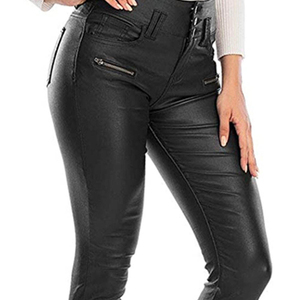 Pantalones de cuero sintético con estampado de vaca para mujer, hechos a medida, al por mayor, tendencia 2026, estilo piel de vaca, color negro. - Product Image 3