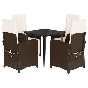 Ensemble de salle à manger de jardin marron, crème et noir - Product Image 2