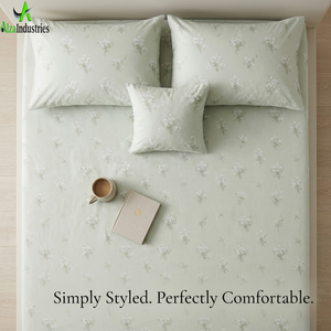 King Size Beige Floral Bedsheet <b>Set</b> | Soft Cotton <b>Bedding</b> <b>Set</b> with Pillow Covers | Lightweight Breathable Premium Bedroom Decor - Product Image 3