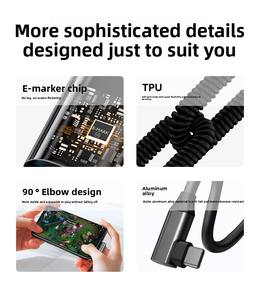 พรีเมียม 90 °   สาย USB4 อลูมิเนียมอัลลอยด์พร้อมปลอก TPU ยืดหยุ่นสำหรับการถ่ายโอนข้อมูล 40Gbps การถ่ายทอดวิดีโอ 8K โซลูชันความเร็วสูงแบบออลอินวัน - Product Image 3