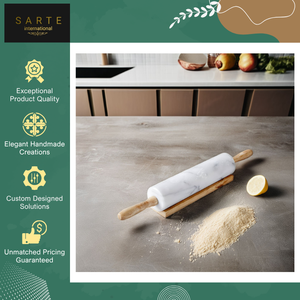 Indian Supplier Selling Kitchen Decor Marble & Wood Non-Stick Eco-Friendly Adjustable <b>Rolling</b> <b>Pin</b> for Baking Fondant & Dough - Product Image 3