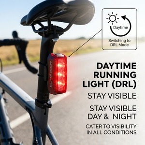 Lampes de vélo 300 lumens, lumière LED de vélo de haute qualité, rechargeable par type-C, feu arrière rouge pour vélo - Product Image 1
