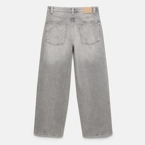 Jeans de Mezclilla para Hombre, 100% Algodón, Ecológicos, Transpirables, Cintura Media, Corte Regular, Pierna Ancha, Cinco Bolsillos, Presillas para Cinturón, Cierre de Cremallera, Color Gris - Product Image 3