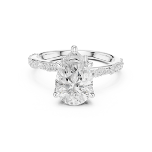 Anillo de Compromiso de Oro Sólido de 14K con Diamante Cultivado en Laboratorio con Corte Pera y Diamantes Laterales con Claridad VVS1, Regalo de Boda - Product Image 5